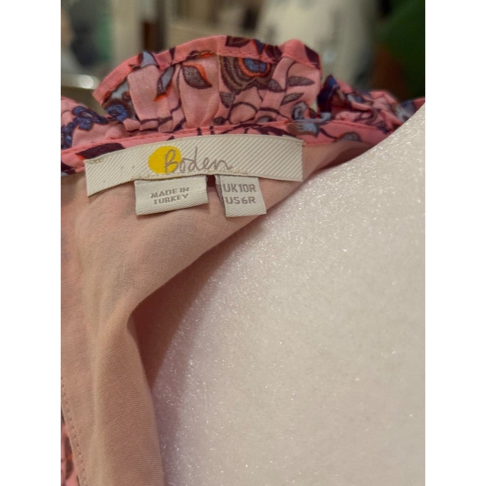 Boden Floral Sleeveless Smocked Mini Dress ruffles Pink size 6 Spring/summer - Picture 7 of 12